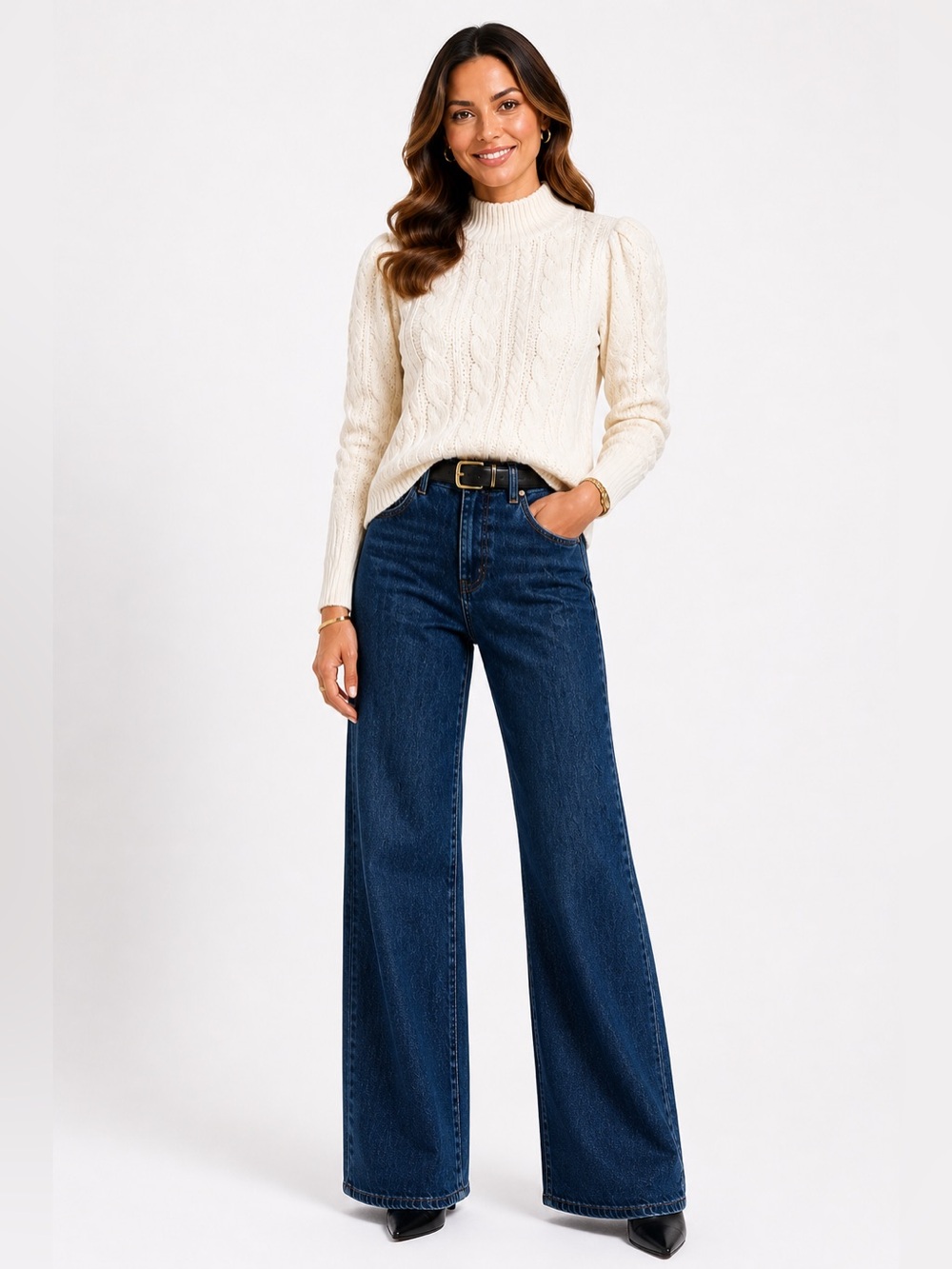 Ann Taylor Ivory Cable Turtleneck Sweater